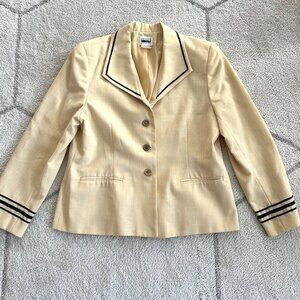 Leslie Fay Yellow Pastel Blazer Nautical Blazer Ship Wheel Buttons Sz 14